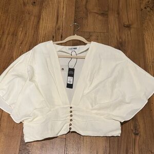 Fashion Nova Cream Buttoned Women's Blouse